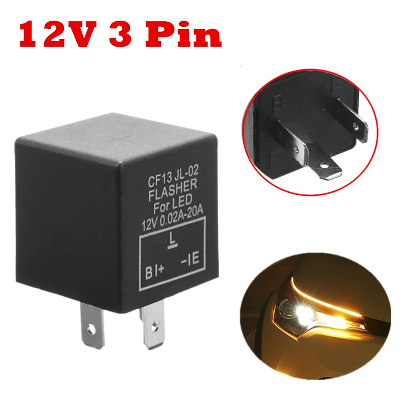 Universial 3 Pin CF13 CF14 JL-02 Electronic Car Flasher Relay To Fix LED Light Turn Signal Hyper Flash Blinking Light 12V DC