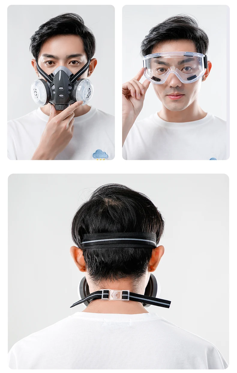 New Anti Dust Mask Full Face Respirator Dual 4-Layer Filters Safety Goggles For Carpenter Polishing Daily Haze Safety Protection