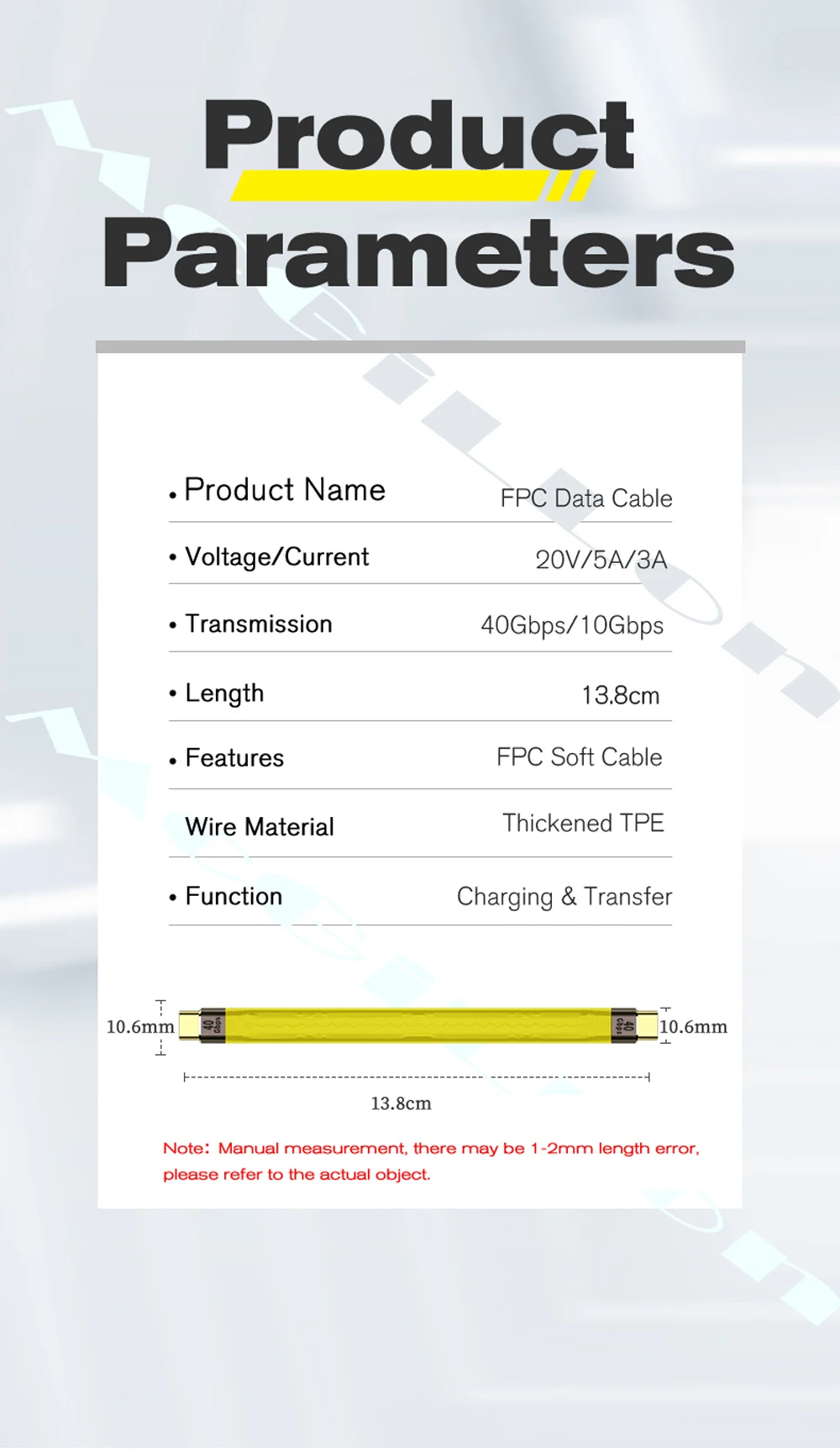 5A Fast Charging Short Cable USB C to C Cable 10Gbps 40Gbps Data Cable Thunderbolt 3 QC4 Cable For Macbook Pro Laptop Cellphone