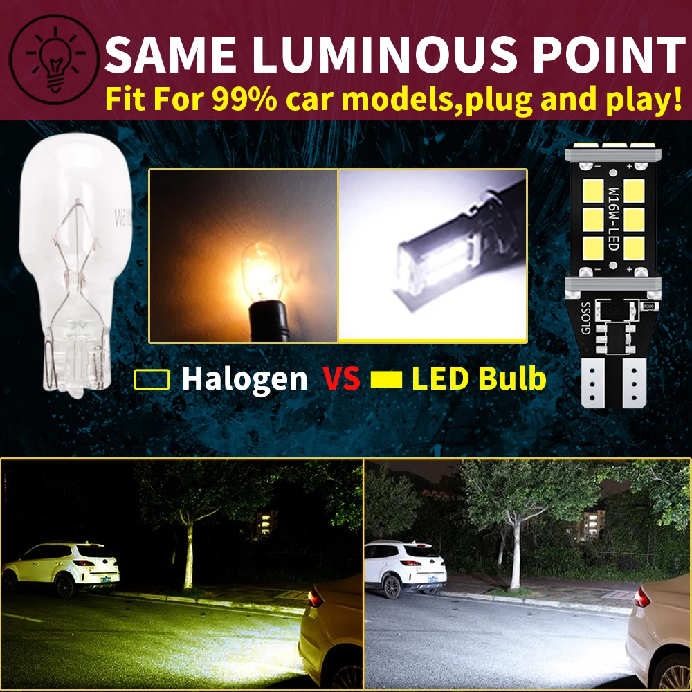 4x T15 W16W Canbus No Error 15SMD 2835 LED Car Tail Bulb Brake Light Auto Reverse Lamp Turn Signals Red White Yellow Orange 12V