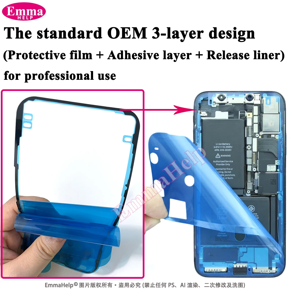 5pcs OEM Waterproof Sticker Adhesive for iPhone 11 12 13 Pro Max X XR XS 7 8Plus Pre-Cut Glue LCD Frame Screen Tape Bezel Seal