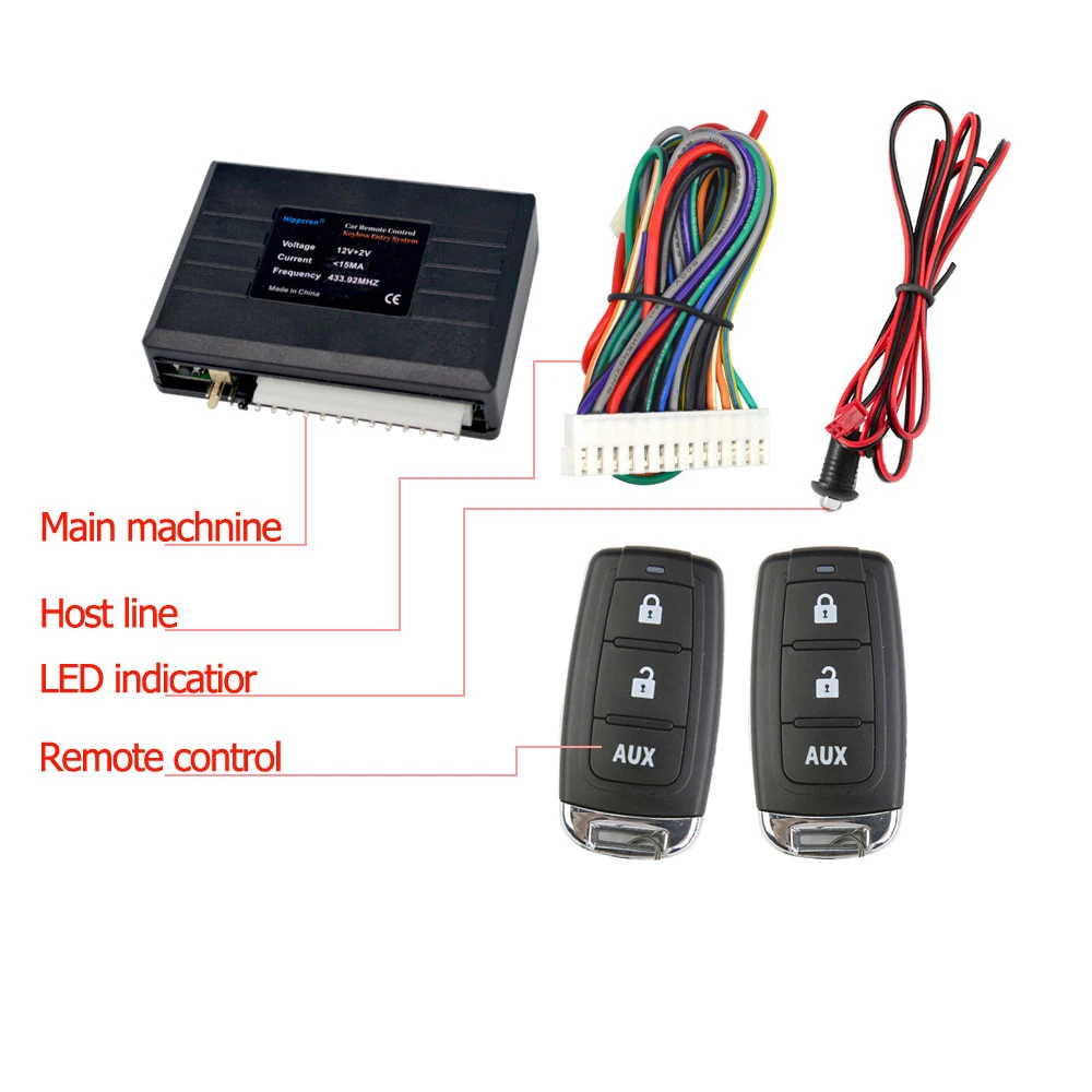 Hippcron Car Remote Central Lock Door Keyless Entry Car Alarm Systems Open The Trunk with Light Flashes