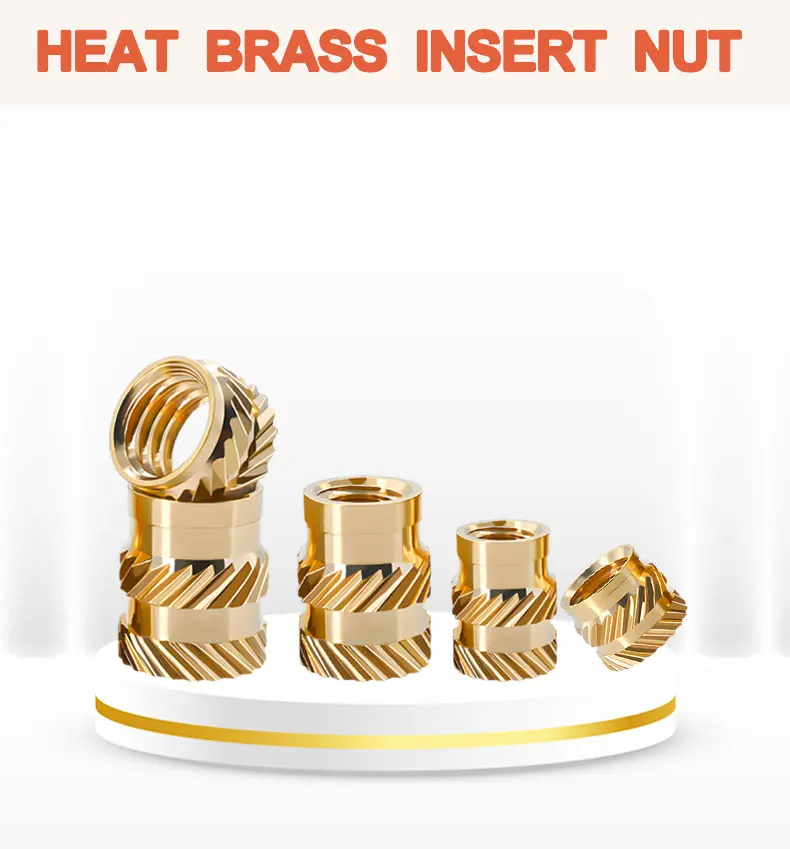 Heat Brass Insert Nut M1 M1.4 M1.6 M2 M2.5 M3 M4 M5 M6 M8 Knurled Thread Nutsert Hot Melt Injection Molding Embed 3d Printer Nut