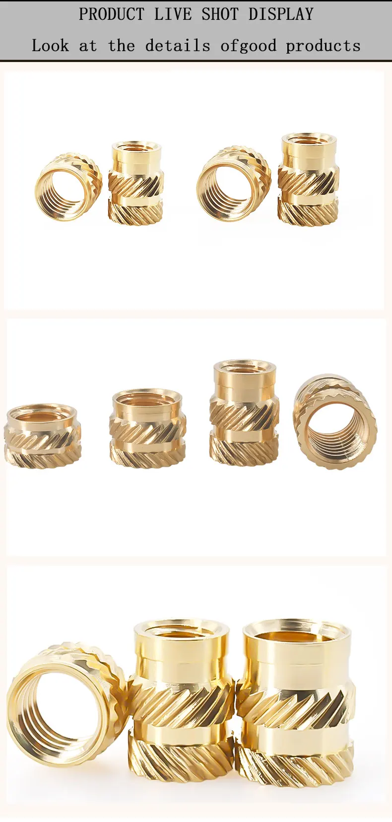 Heat Brass Insert Nut M1 M1.4 M1.6 M2 M2.5 M3 M4 M5 M6 M8 Knurled Thread Nutsert Hot Melt Injection Molding Embed 3d Printer Nut