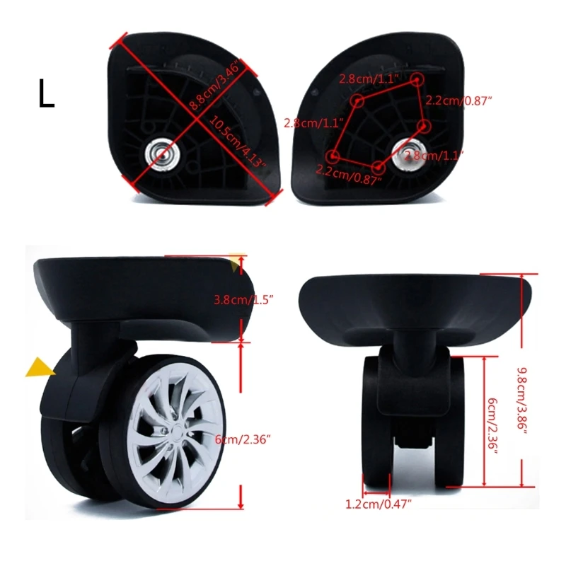 1 Pair A09 A57 Trolley Case Luggage Wheels No Noise Luggage Swivel Left & Right Silent Wheels DIY Suitcase Replacement Parts