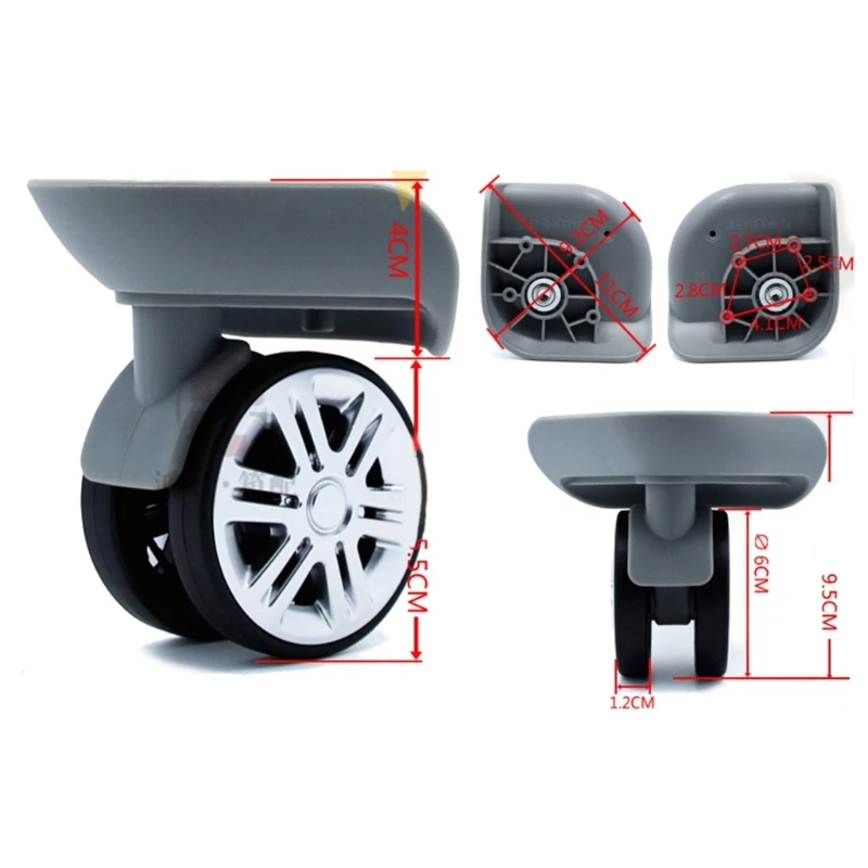 1 Pair A09 A57 Trolley Case Luggage Wheels No Noise Luggage Swivel Left & Right Silent Wheels DIY Suitcase Replacement Parts