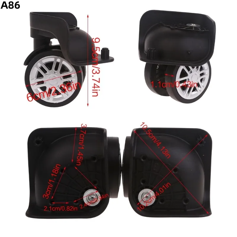 1 Pair A09 A57 Trolley Case Luggage Wheels No Noise Luggage Swivel Left & Right Silent Wheels DIY Suitcase Replacement Parts