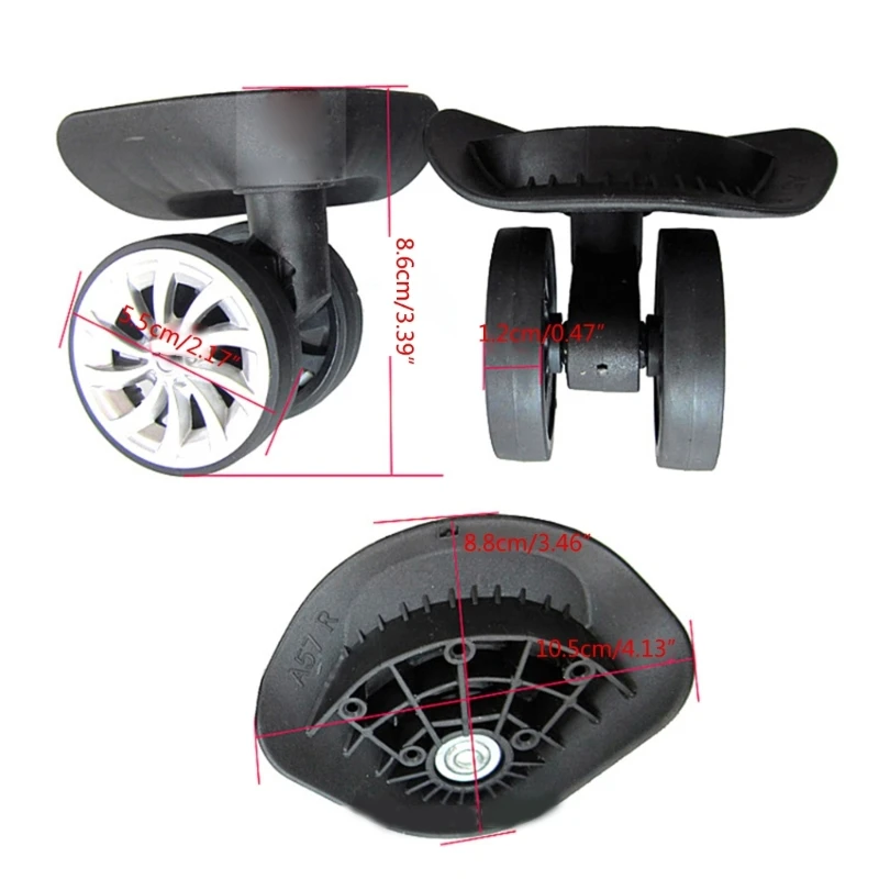 1 Pair A09 A57 Trolley Case Luggage Wheels No Noise Luggage Swivel Left & Right Silent Wheels DIY Suitcase Replacement Parts