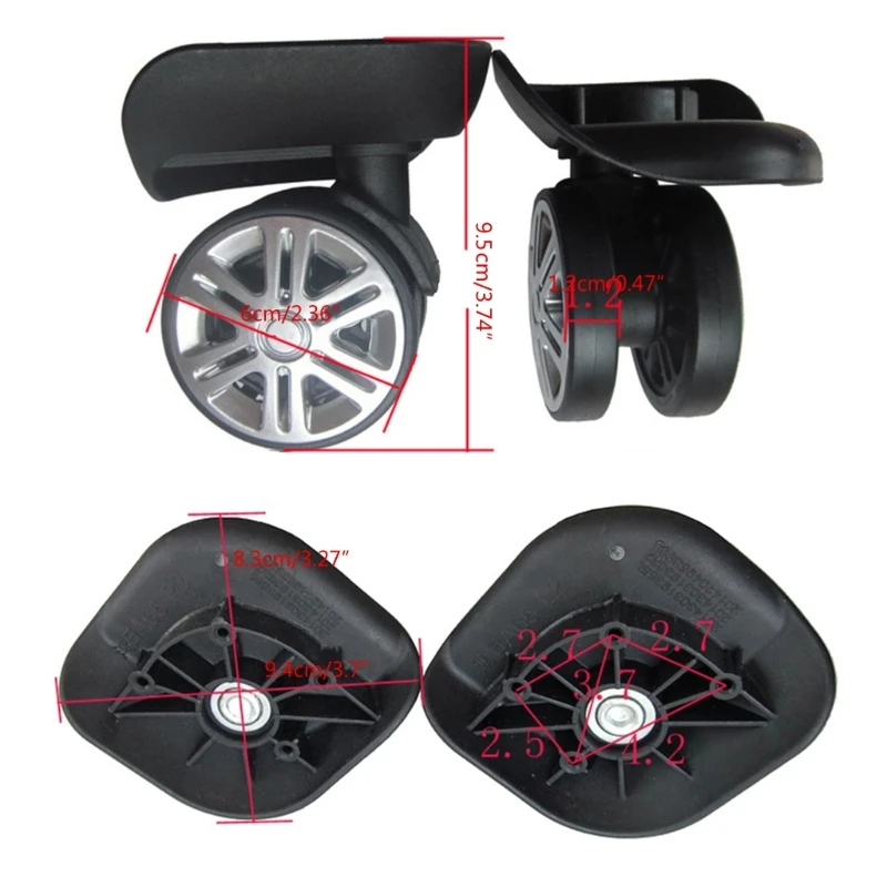 1 Pair A09 A57 Trolley Case Luggage Wheels No Noise Luggage Swivel Left & Right Silent Wheels DIY Suitcase Replacement Parts