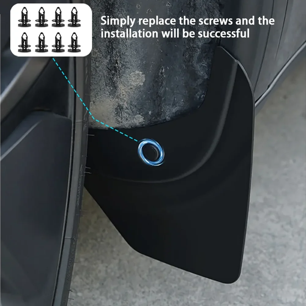 Car Wheel Mud Flaps For Tesla Model Y Juniper 2026-2020 Launch Splash Guards Mudflaps Front Rear Fender TPE Mudguards Protector