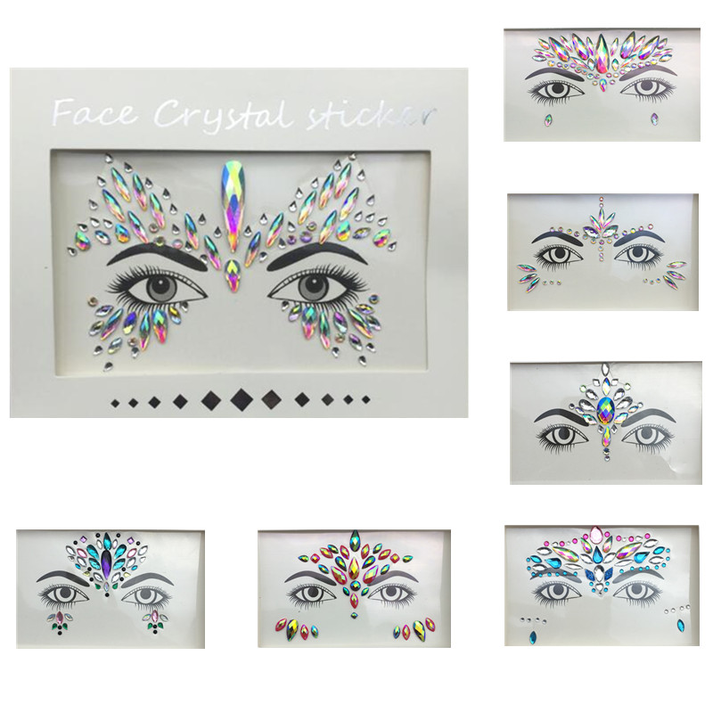 Glitter Tattoo Stickers Rhinestone Face Jewels Gems Festival Party Makeup Body Jewel Flash Fake Temporary Tattoo Women Cosmetics