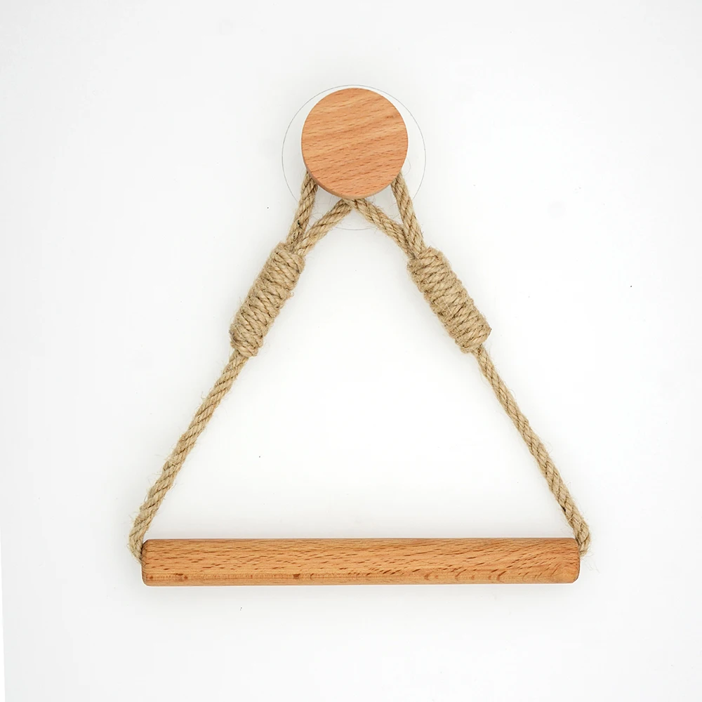 Wooden Toilet paper holder  Bathroom accessories Nail-free Paper Towel Tissue Holder Wall Mounted Triangle Toilet Towel Holder