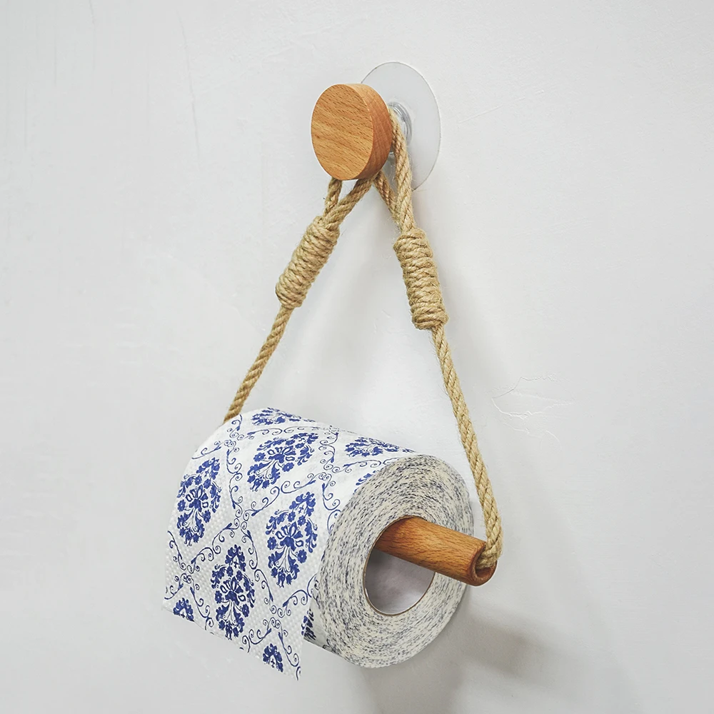 Wooden Toilet paper holder  Bathroom accessories Nail-free Paper Towel Tissue Holder Wall Mounted Triangle Toilet Towel Holder