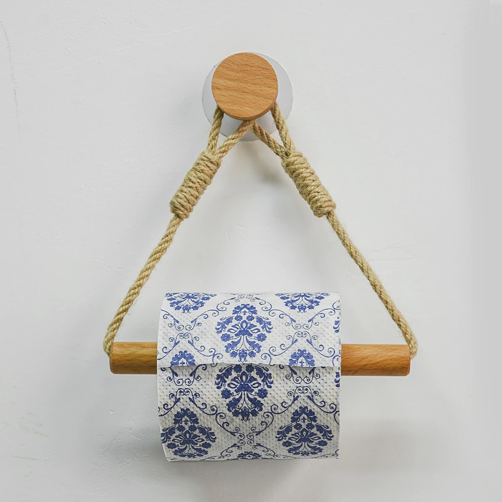 Wooden Toilet paper holder  Bathroom accessories Nail-free Paper Towel Tissue Holder Wall Mounted Triangle Toilet Towel Holder