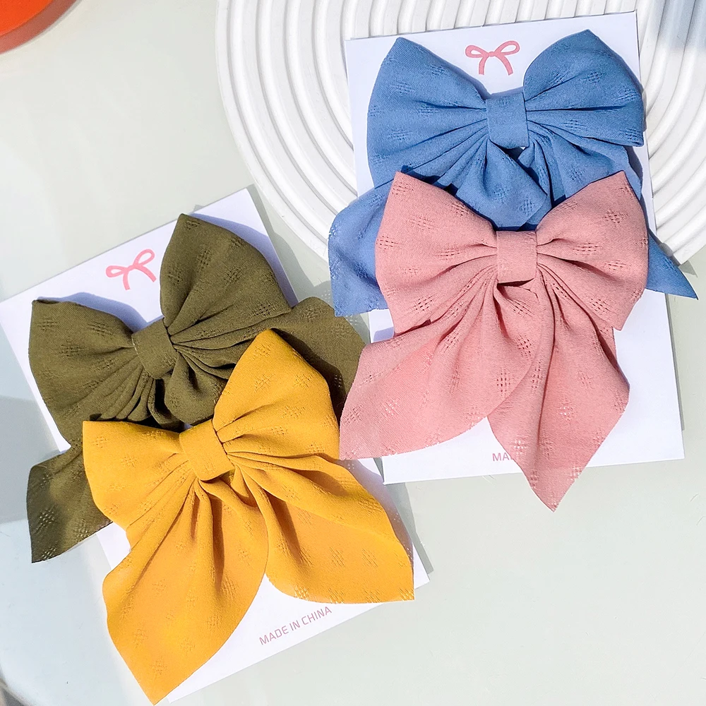 2Pcs/set Sweet Solid Bowknot Hair Clips for Women Girls Print Bows Hairpins Barrettes Duckbill Clip Headwear Hair Accessories