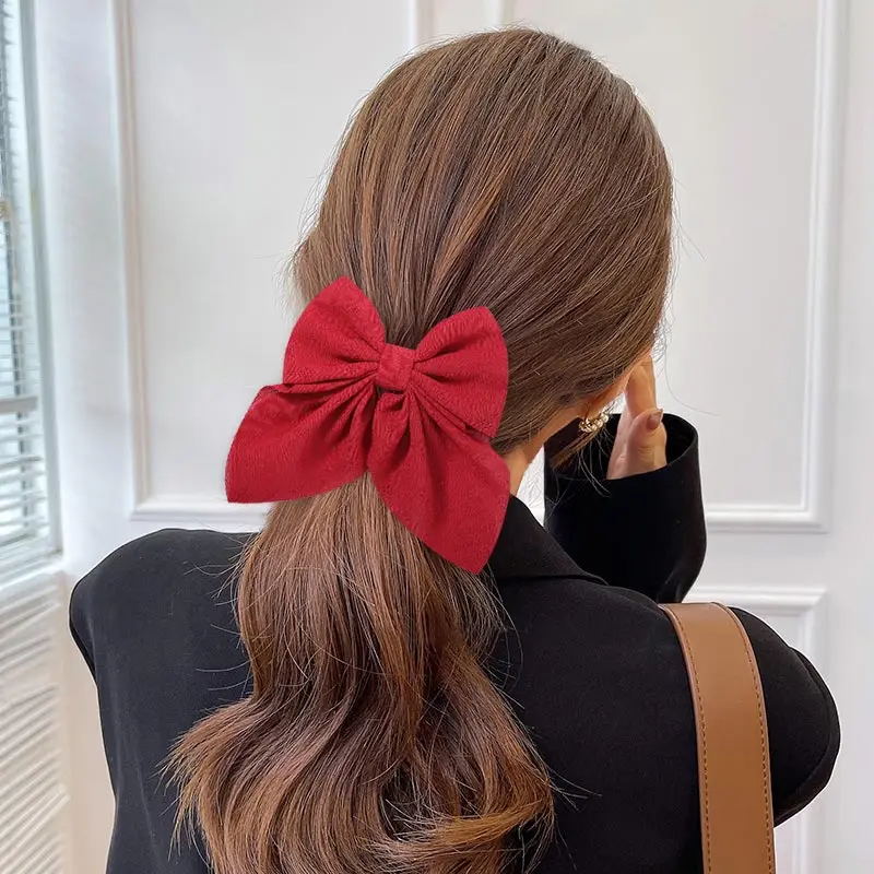 2Pcs/set Sweet Solid Bowknot Hair Clips for Women Girls Print Bows Hairpins Barrettes Duckbill Clip Headwear Hair Accessories