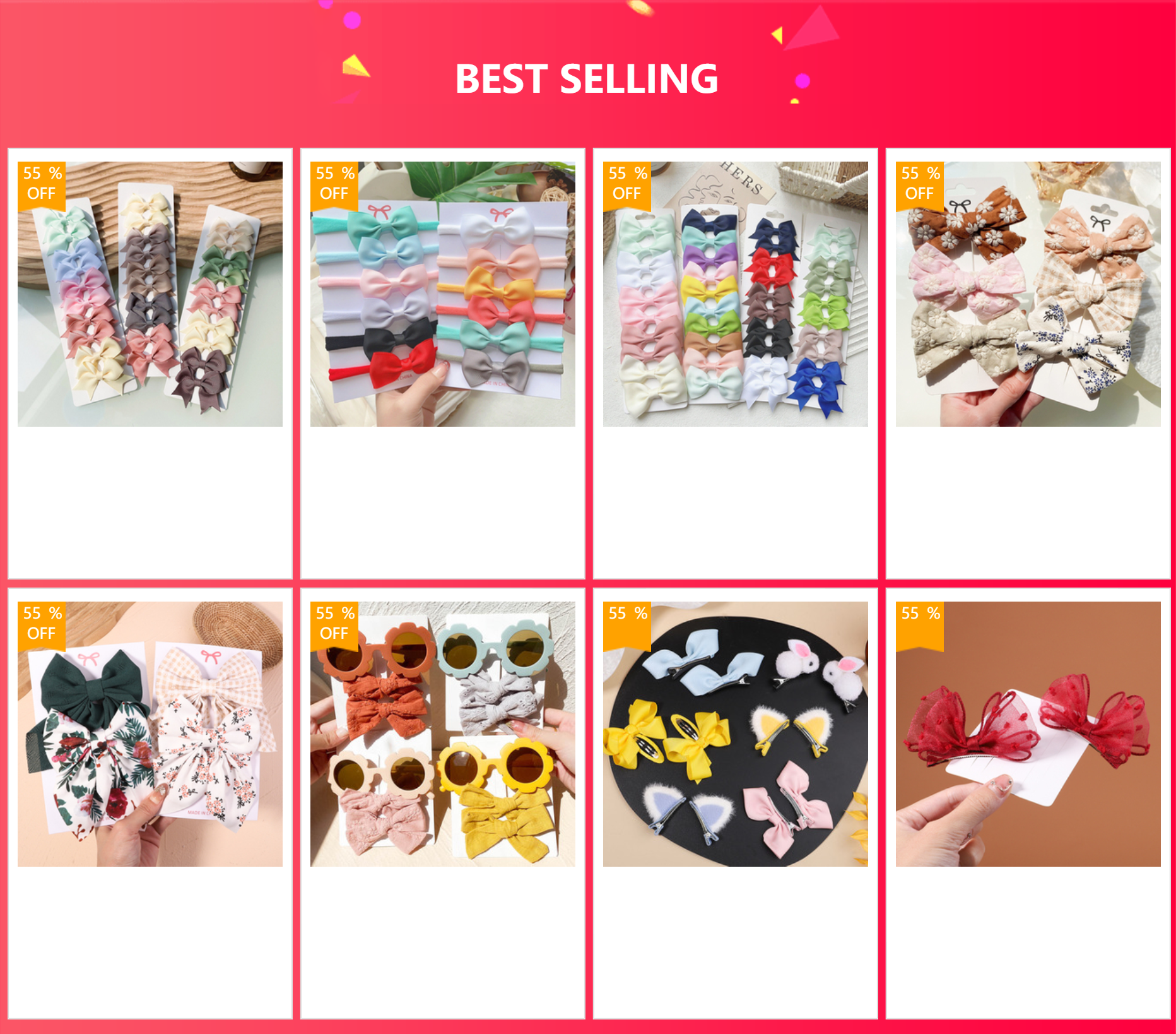 2Pcs/set Sweet Solid Bowknot Hair Clips for Women Girls Print Bows Hairpins Barrettes Duckbill Clip Headwear Hair Accessories