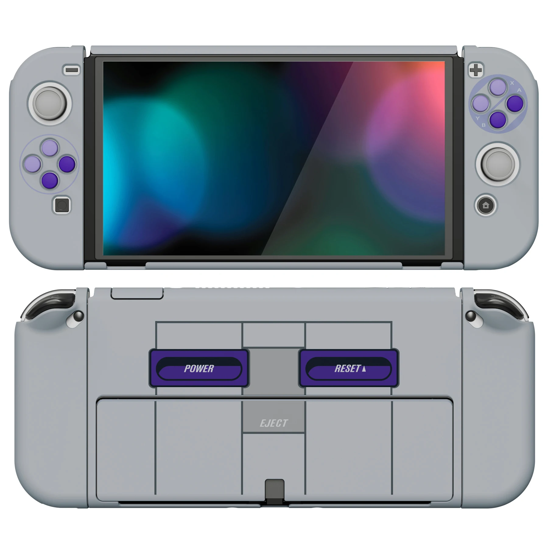 PlayVital AlterGrips Split Design Protective Case Ergonomic Hard Shell for NS Switch OLED - SNES Classic EU Classic Styles