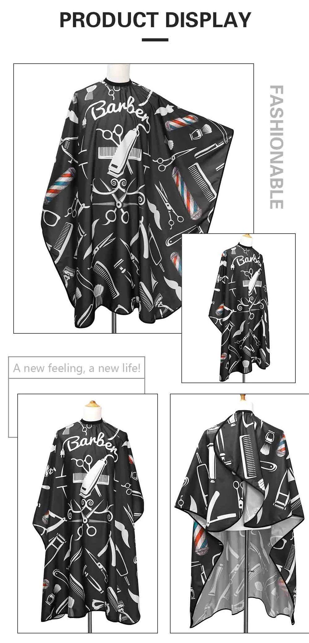 Barber Haircut Cloth Hairdresser Apron Hair Cut Cape Hairdress Gown Hairdressing Coat Barbershop Salon Accessory