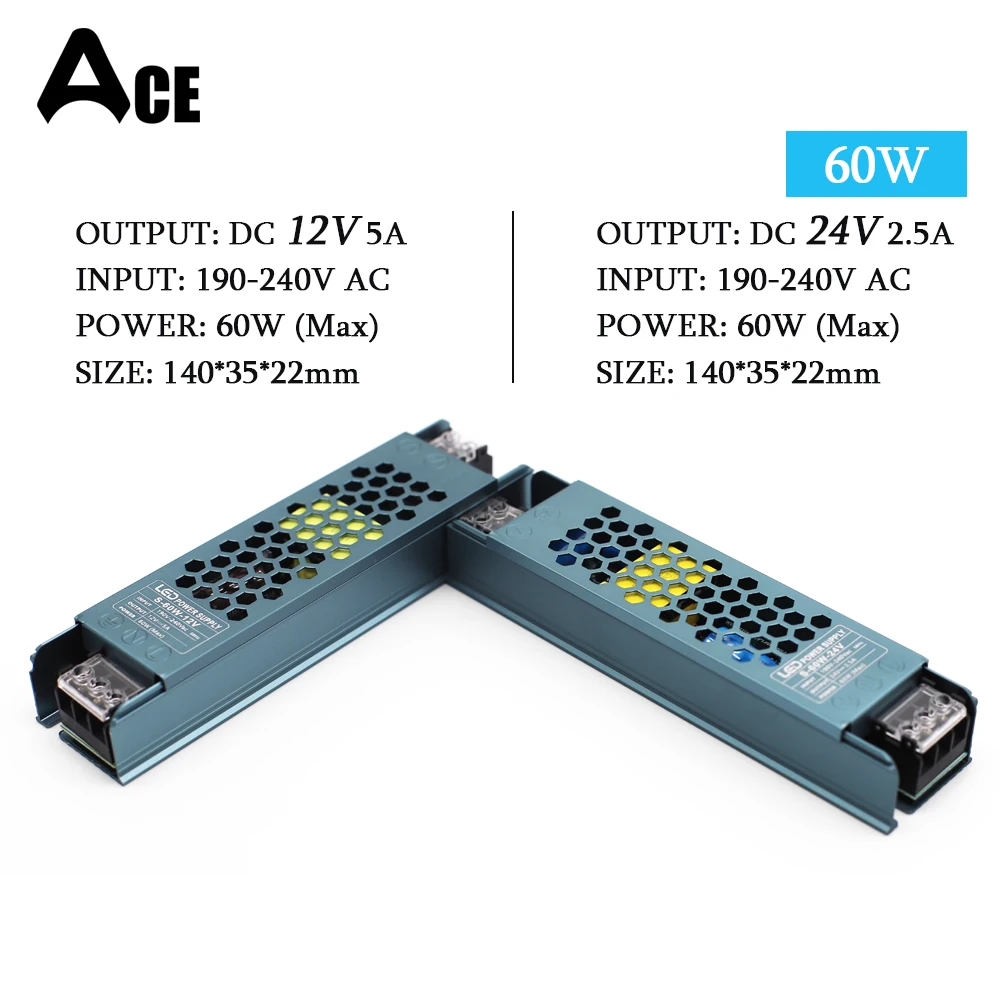 DC 12V 24V Switching Power Supply AC190-240V Mute Lighting Transformers 60W 100W 200W 300W 400W LED Light Driver Power Adapter