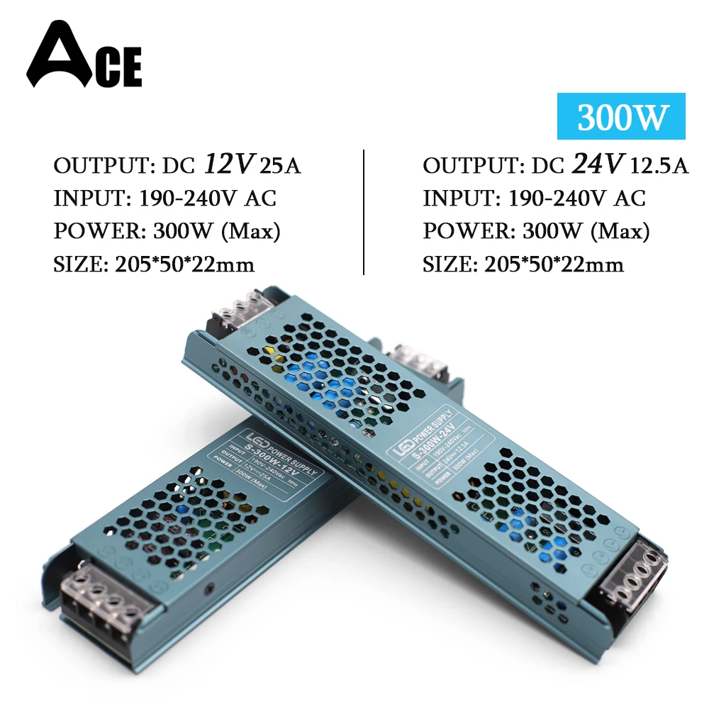 DC 12V 24V Switching Power Supply AC190-240V Mute Lighting Transformers 60W 100W 200W 300W 400W LED Light Driver Power Adapter