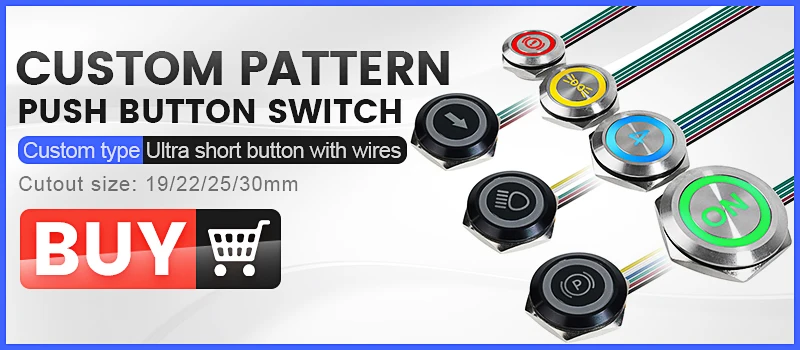 19/22/25/30mm Ultra Short LED Light Switch 3V 6V 12V 24V 220V Momentary Self Reset Waterproof Metal Push Button Switch with Wire