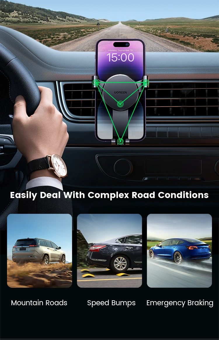 【New-in Sale】UGREEN Car Phone Holder Gravity Phone Stand For Xiaomi Samsung iPhone 16 15 14 Pro Max Air Vent Car Holder Stand