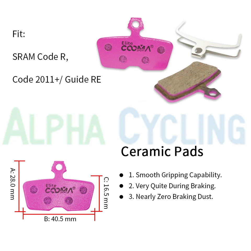 4 Pairs Ceramic Disc Brake Pads for AVID Code R, SRAM Motive, DB8, CODE R (2011 to Now) Caliper, Elite Class