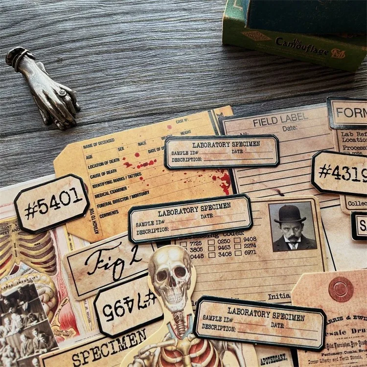 DIY Scrapbooking Vintage Doll Material Fabric Anatomy Horrible Junk Album Journal Happy planner decoration Card board photos