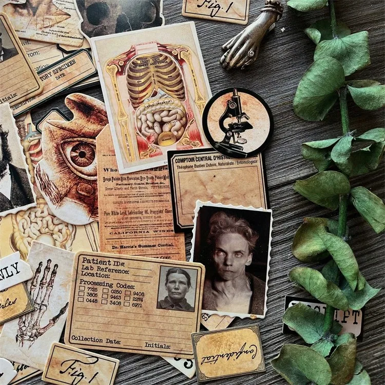 DIY Scrapbooking Vintage Doll Material Fabric Anatomy Horrible Junk Album Journal Happy planner decoration Card board photos
