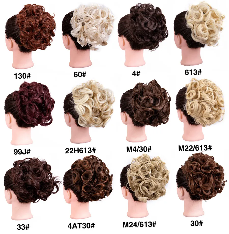 Leeons Syntheic Chignon Hairpiece Curly Bun Extensions Scrunchie Updo Hair Pieces Combs In Messy Bun Hair Piece For Women