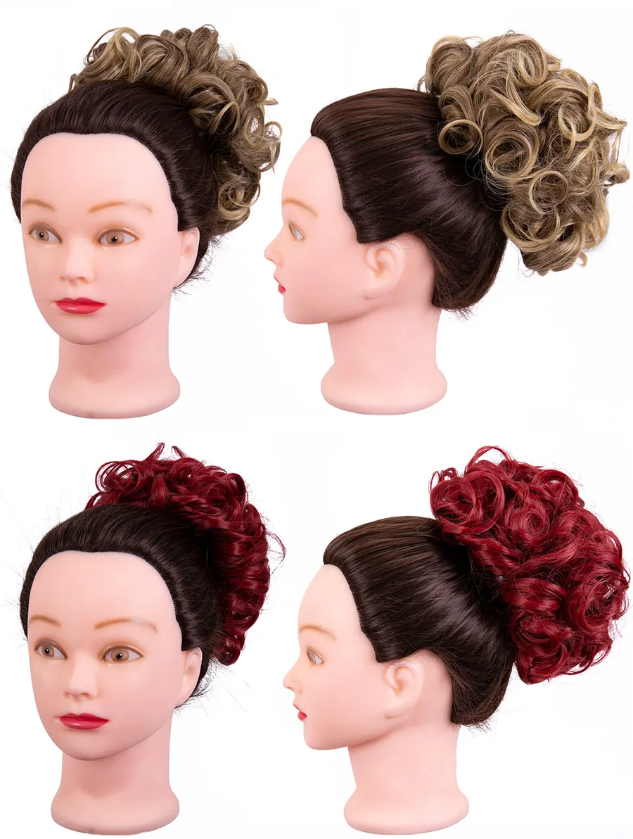 Leeons Syntheic Chignon Hairpiece Curly Bun Extensions Scrunchie Updo Hair Pieces Combs In Messy Bun Hair Piece For Women