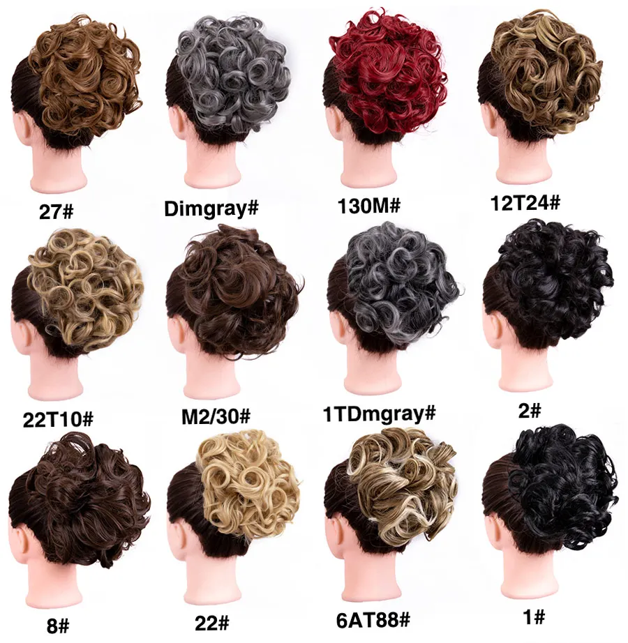 Leeons Syntheic Chignon Hairpiece Curly Bun Extensions Scrunchie Updo Hair Pieces Combs In Messy Bun Hair Piece For Women