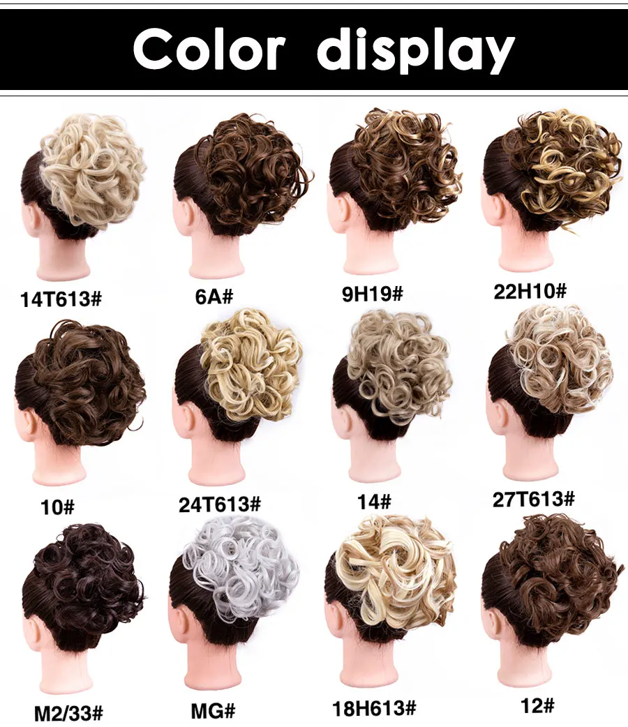 Leeons Syntheic Chignon Hairpiece Curly Bun Extensions Scrunchie Updo Hair Pieces Combs In Messy Bun Hair Piece For Women
