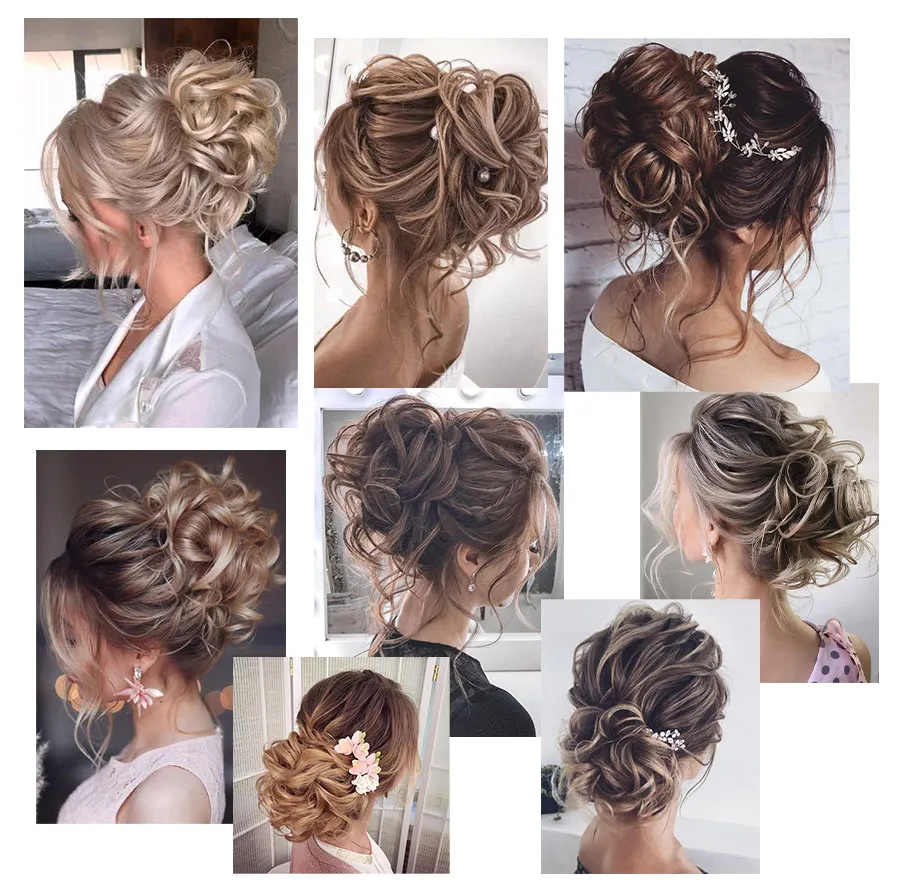 Leeons Syntheic Chignon Hairpiece Curly Bun Extensions Scrunchie Updo Hair Pieces Combs In Messy Bun Hair Piece For Women