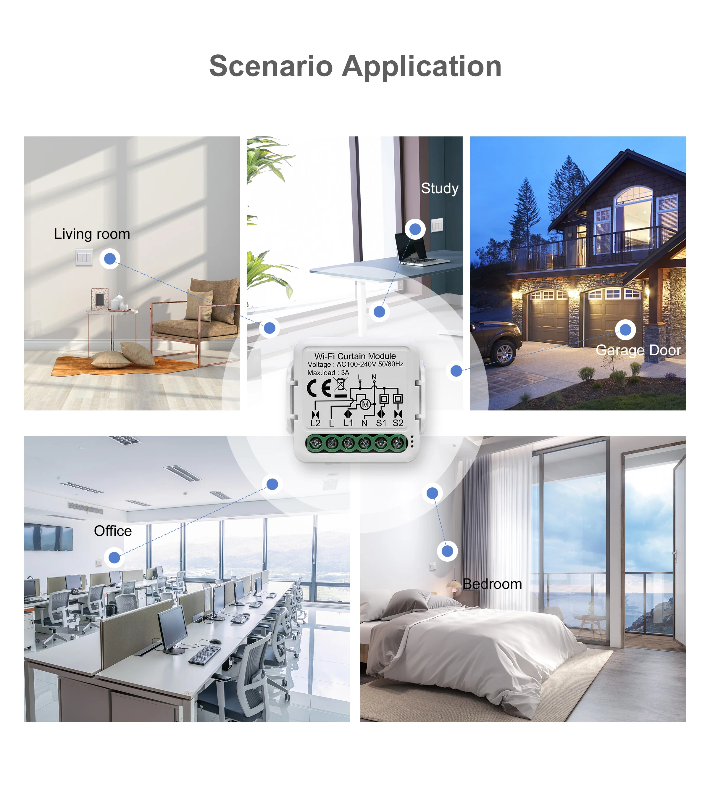 GIRIER Tuya Smart Wifi Curtain Module Blind Switch for Roller Shutter Electric Motor 1/2 Gang Compatible with Alexa Google Home
