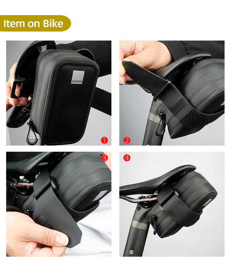 Bicycle Saddle Bag Rain Proof Rear Seat Tube Pannier Reflective Cycling Storage Tail Pouch Rear Dry Pack 0.5L Capacity