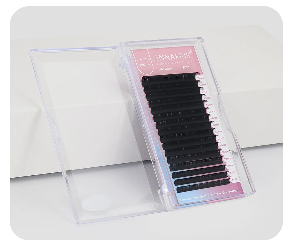 ANNAFRIS Korean PBT 8~25mm MIX Long Length Natural Matte Individual Premium Eyelashes Extension Faux Mink Supplies Lashes Makeup