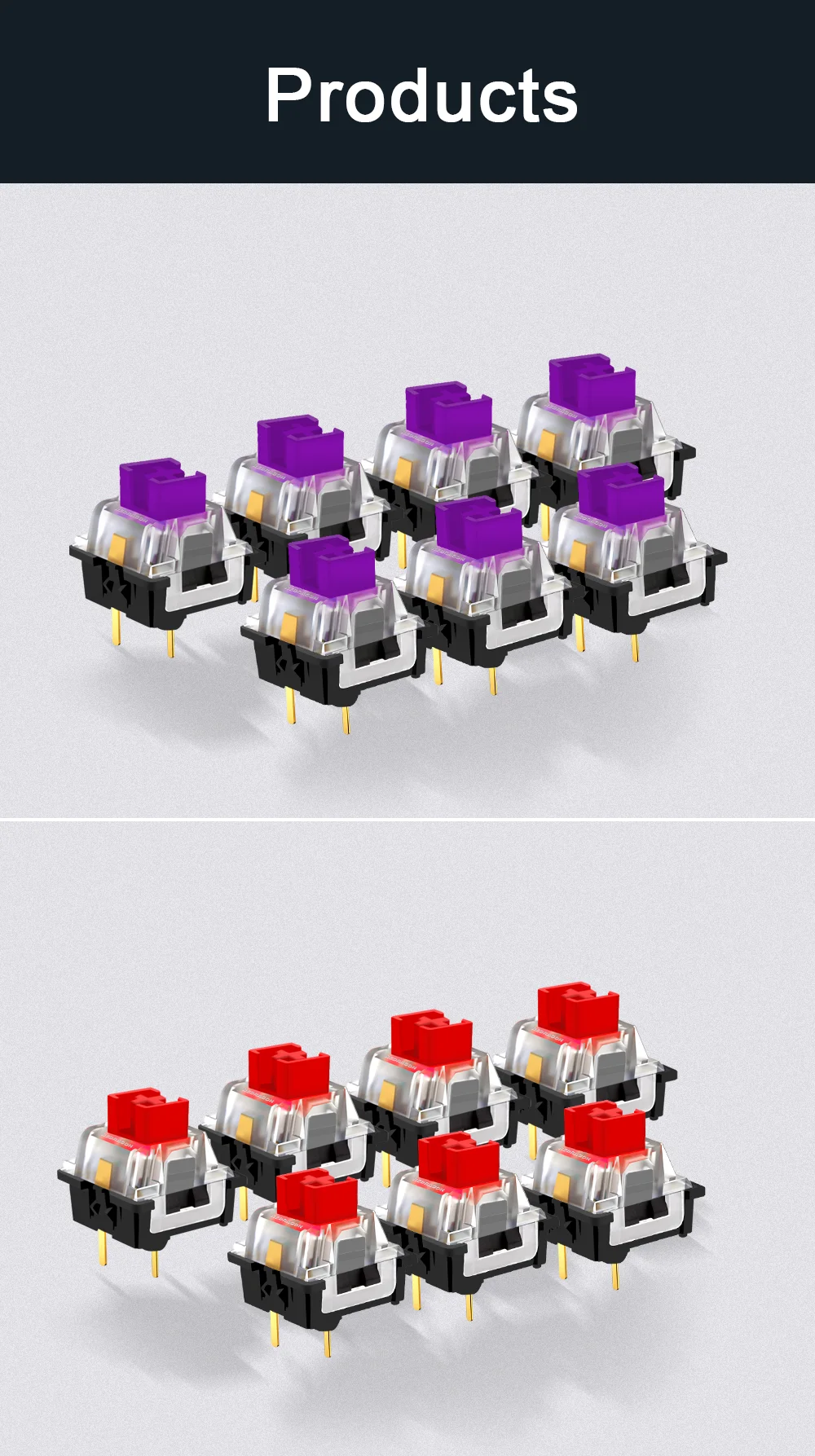 REDRAGON SMD RGB MX switch 3Pin Clicky Linear Tactile silent red blue Black Brown Purple Switche For Backlit Mechanical keyboard