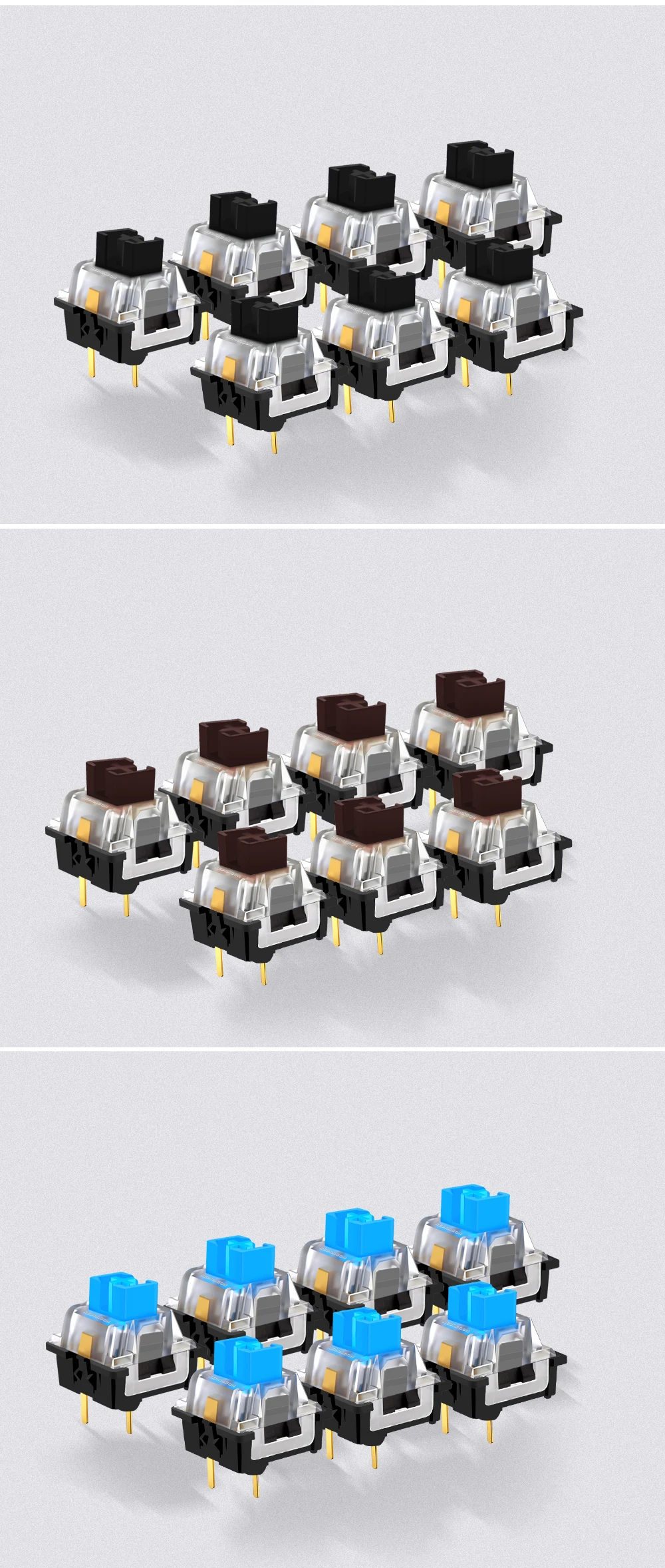 REDRAGON SMD RGB MX switch 3Pin Clicky Linear Tactile silent red blue Black Brown Purple Switche For Backlit Mechanical keyboard