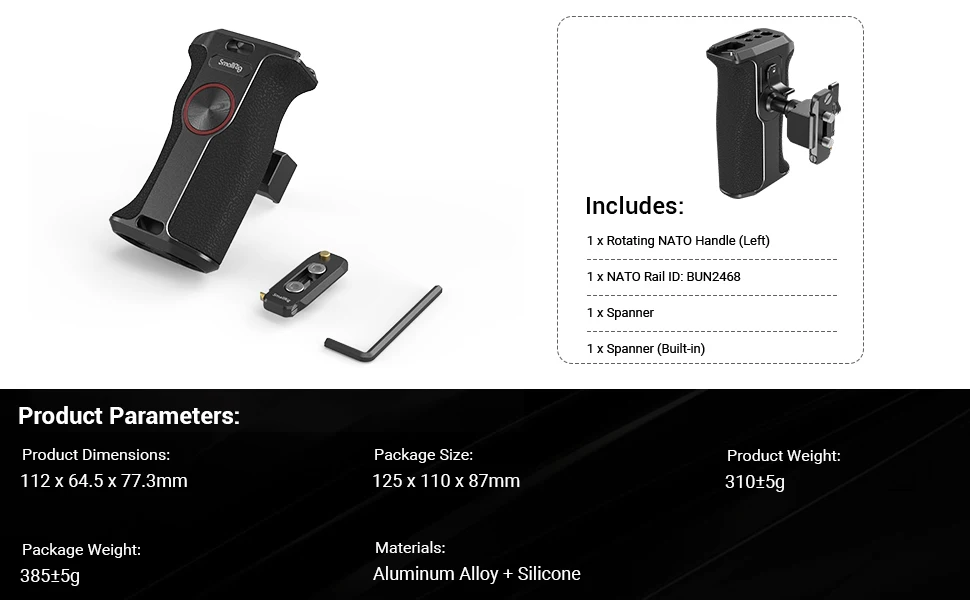 SmallRig 360-Degree Rotating Handgrip NATO Camera Left Side Handle For DLSR for Sony Camera Cage / case w NATO Rail 3260
