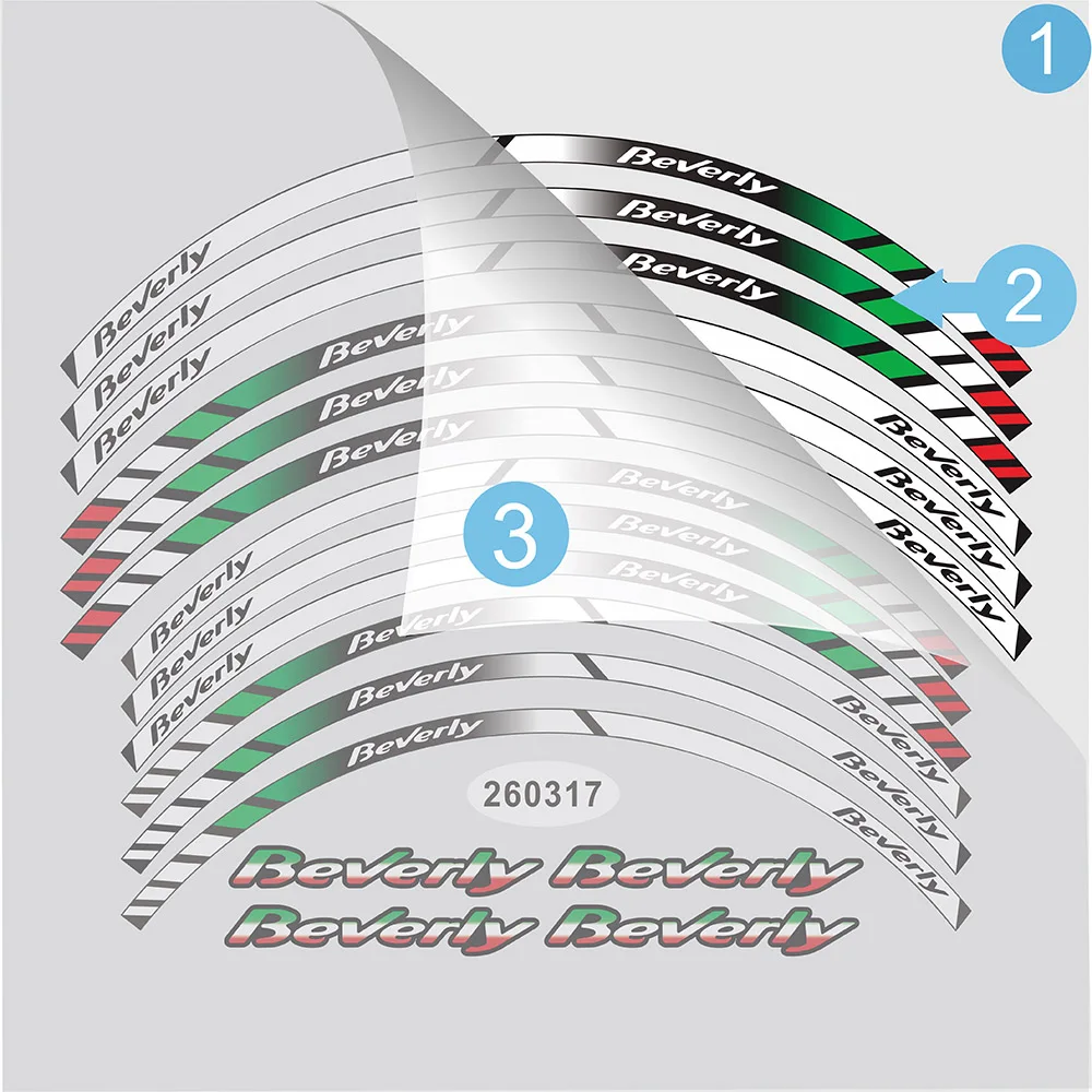High-quality waterproof decals for modification of motorcycle wheel rim stickers for Piaggio beverly