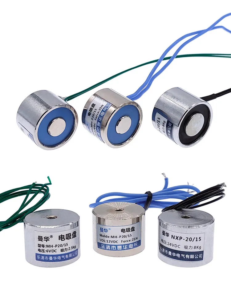 P20/15 Suction Holding 6V 12V 24V Electric Magnet Lifting 2.5KG 25N Mini Electromagnet Solenoid