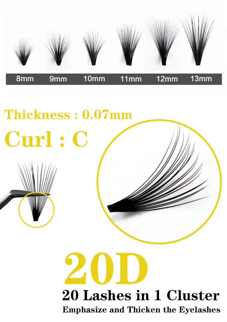 60 Clusters/box Eyelash Extension Eyelashes 20D Individual Eyelash Bunche Natural False Eyelashes Professional Makeup Eyelashes