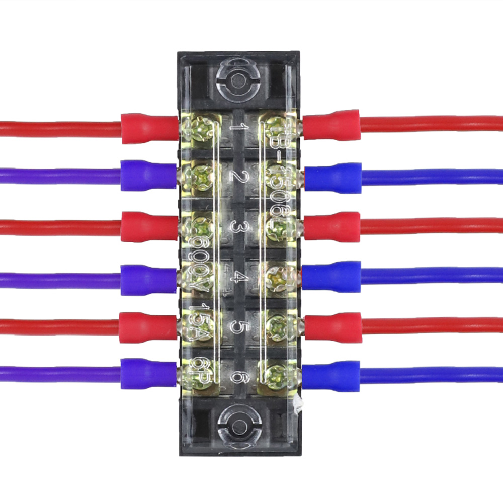 Electrical Screw Terminal Block Dual Row Strip Fixed Wiring Board Wire Connectors 600V 15A Box Connecter Cable Contacts 3/4/5/8p