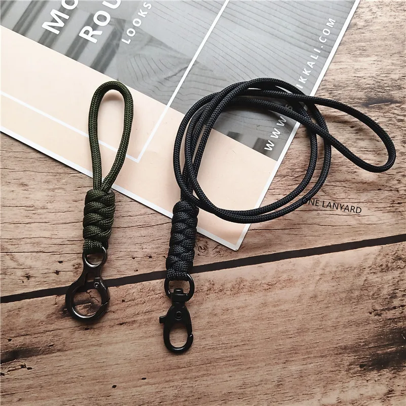 Outdoor Rock Climbing Metal Clip Parachute Cord Hanging Neck Rope Lanyard for Phone Camera USB Holder ID Card Badge Holder