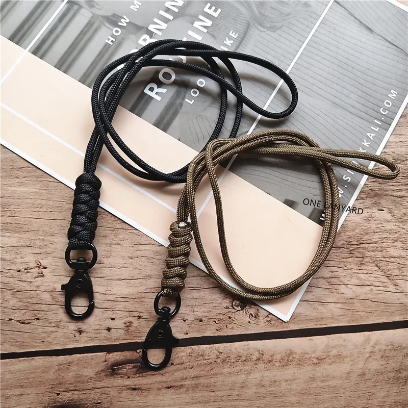 Outdoor Rock Climbing Metal Clip Parachute Cord Hanging Neck Rope Lanyard for Phone Camera USB Holder ID Card Badge Holder