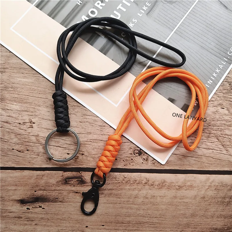 Outdoor Rock Climbing Metal Clip Parachute Cord Hanging Neck Rope Lanyard for Phone Camera USB Holder ID Card Badge Holder