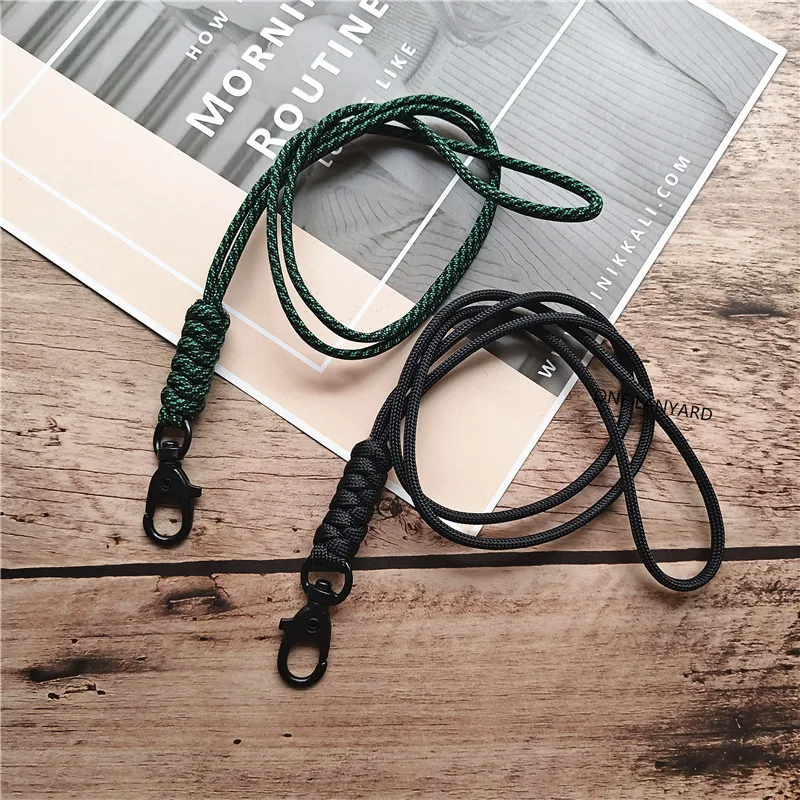 Outdoor Rock Climbing Metal Clip Parachute Cord Hanging Neck Rope Lanyard for Phone Camera USB Holder ID Card Badge Holder