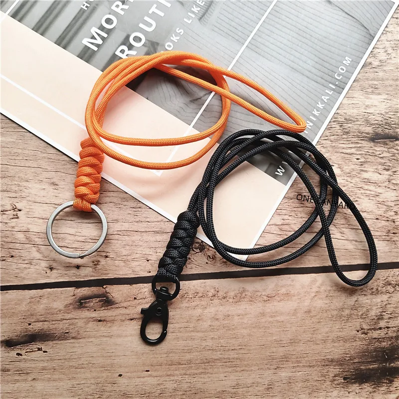 Outdoor Rock Climbing Metal Clip Parachute Cord Hanging Neck Rope Lanyard for Phone Camera USB Holder ID Card Badge Holder